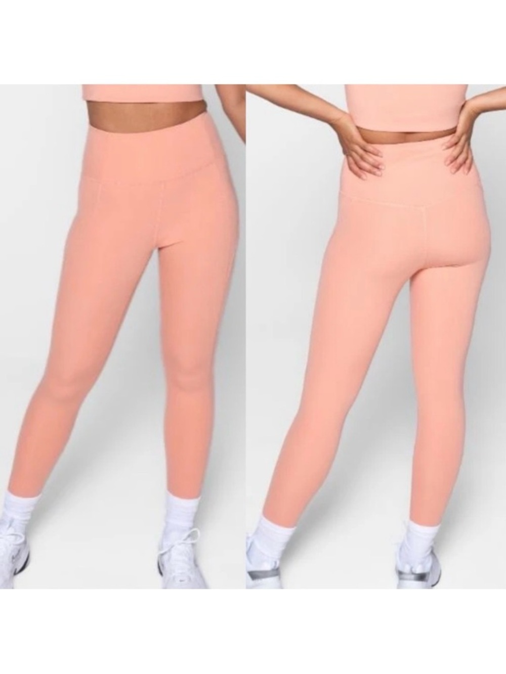 Girlfriend Collective High Rise Compressive Cropped Leggings: Sherbert Peach